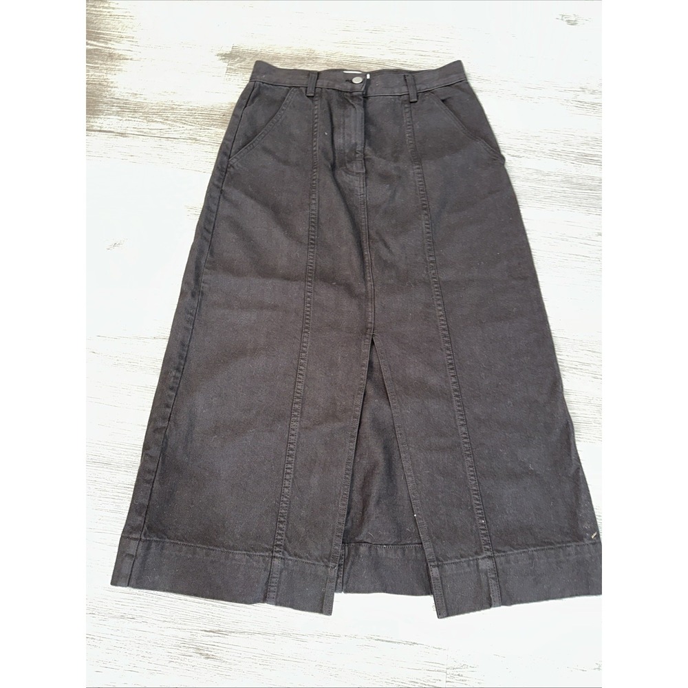 Mara Hoffman Skirt Women size 6 Nikita Denim Jean Slit Pencil Midi Black Organic